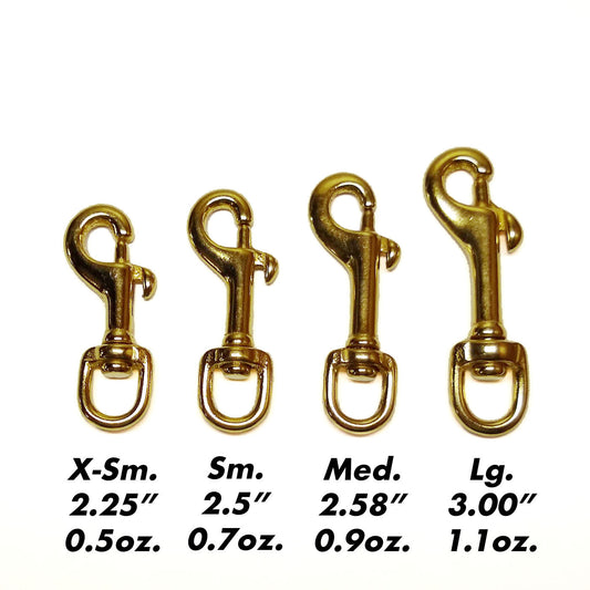 Brass Bolt Snap Sizes For Palomine Lines BioThane Leashes