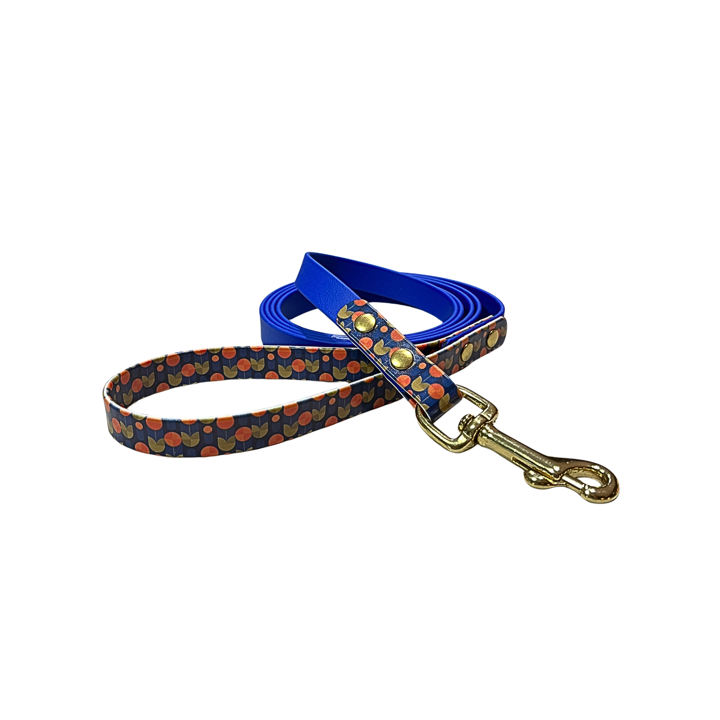 Palomine Lines Designer BioThane Dog Leash 5/8 in — Art Deco/Royal Blue