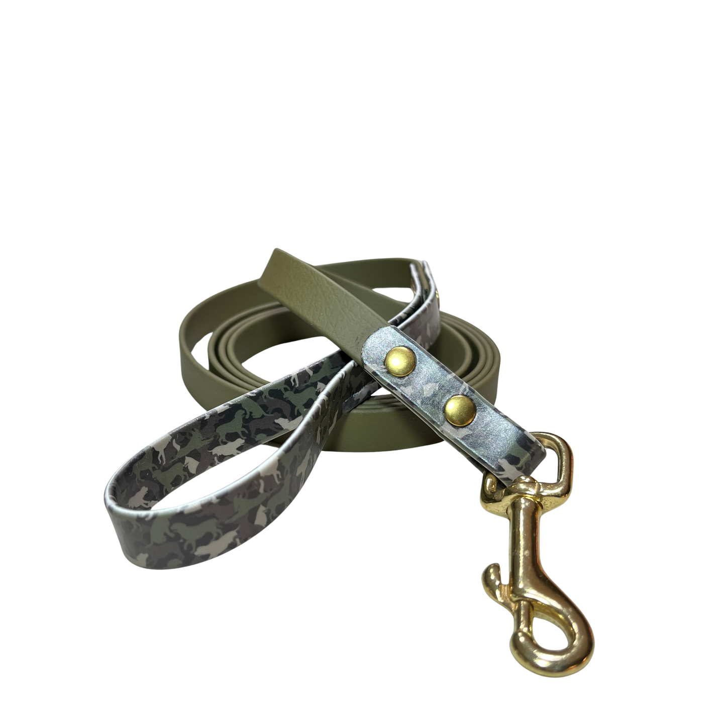 Palomine Lines Designer BioThane Dog Leash 5/8 in — Camouflage/Olive Green
