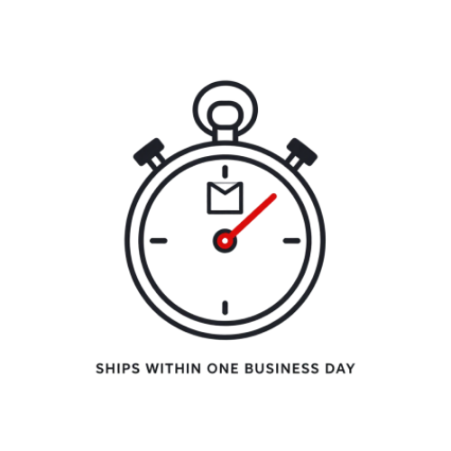 Stopwatch with text Ships Within One Business Day