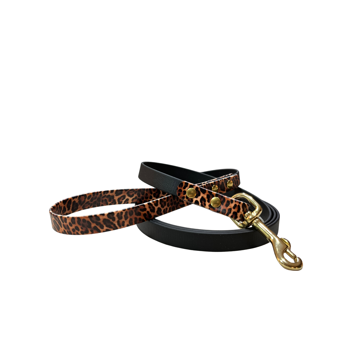 Palomine Lines Designer BioThane Dog Leash 5/8 in — Leopard Print/Black
